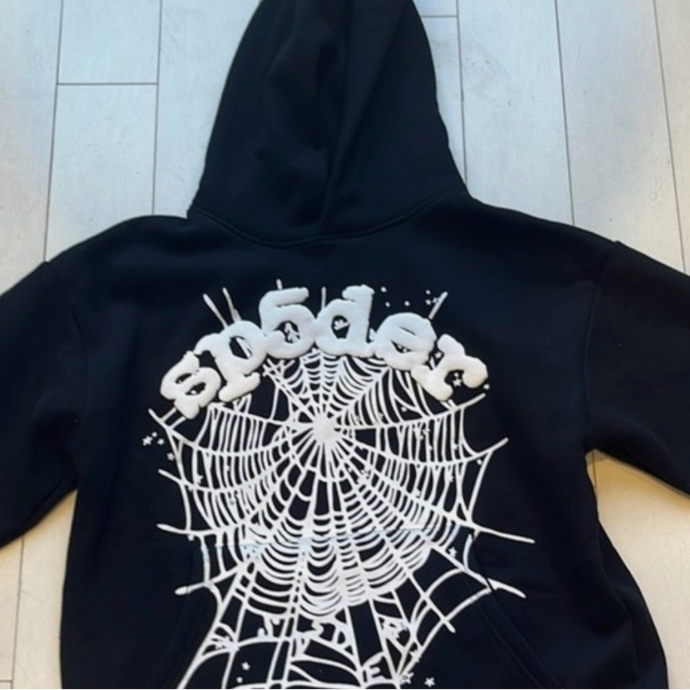 Spider Black Hoodie with Web Design